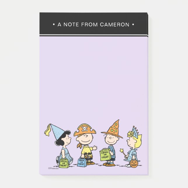 Peanuts Halloween Süßigkeiten oder Saures Post-it Klebezettel (Vorderseite)