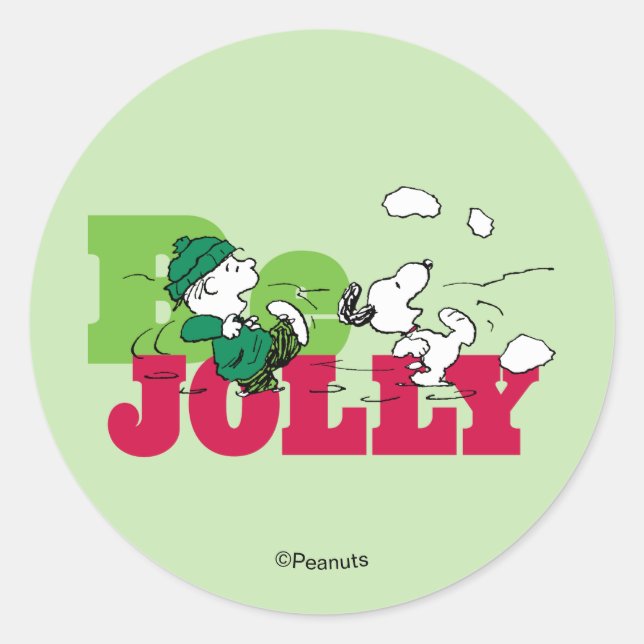 Peanuts | Linus & Snoopy Be Jolly Runder Aufkleber (Vorderseite)