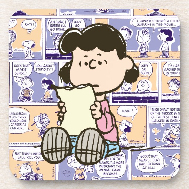 Peanuts | Lucy Comic Muster Getränkeuntersetzer (Vorderseite)