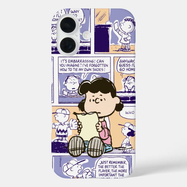 Peanuts | Lucy Comic Pattern iPhone 16 Hülle (Rückseite)