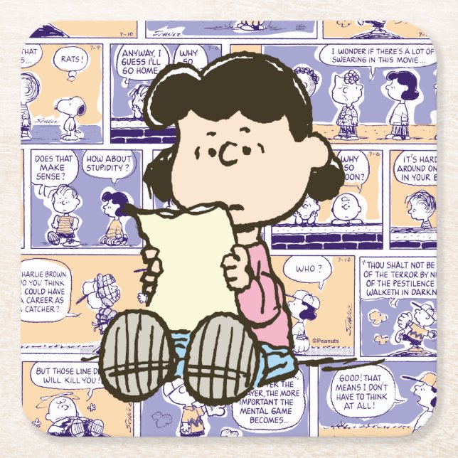 Peanuts | Lucy Comic Pattern Rechteckiger Pappuntersetzer (Vorderseite)
