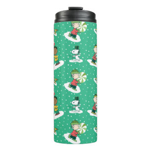 Peanuts Peppermint Träume Schneeflocken Muster Thermosbecher