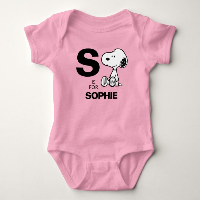 PEANUTS | Personalisierte Snoopie Baby Strampler (Vorderseite)