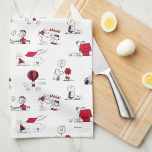PEANUTS Rotes und schwarzes Muster Geschirrtuch