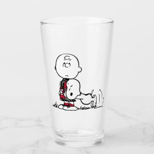PEANUTS Rotes und schwarzes Muster Glas