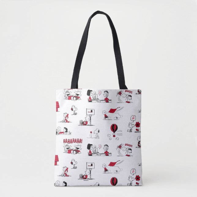 PEANUTS | Rotes und schwarzes Muster Tasche (Vorderseite)