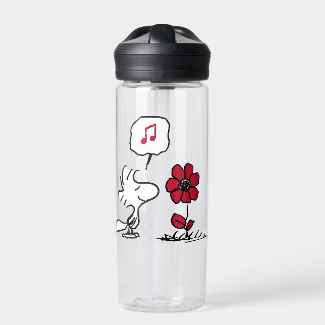 PEANUTS | Rotes und schwarzes Muster Trinkflasche (Vorderseite)