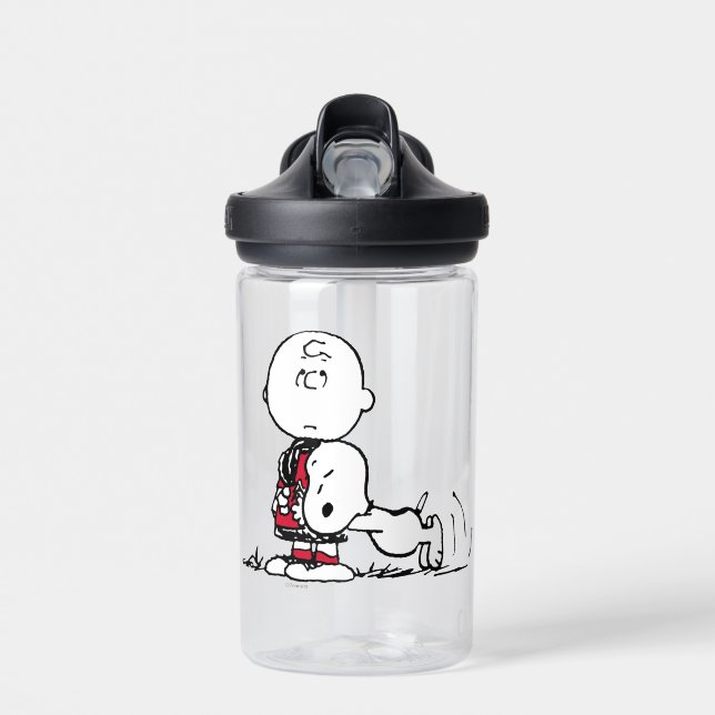PEANUTS | Rotes und schwarzes Muster Trinkflasche (Vorne)