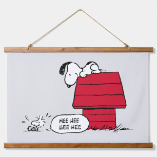 PEANUTS   Rotes und schwarzes Muster Wandteppich Mit Holzrahmen