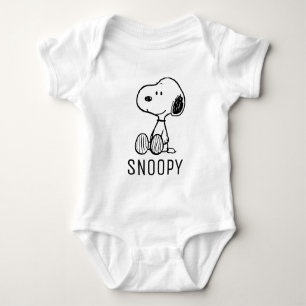 PEANUTS   Snoopie auf Schwarz-weißen Comicen Baby Strampler