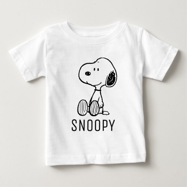 PEANUTS | Snoopie auf Schwarz-weißen Comicen Baby T-shirt (Vorderseite)