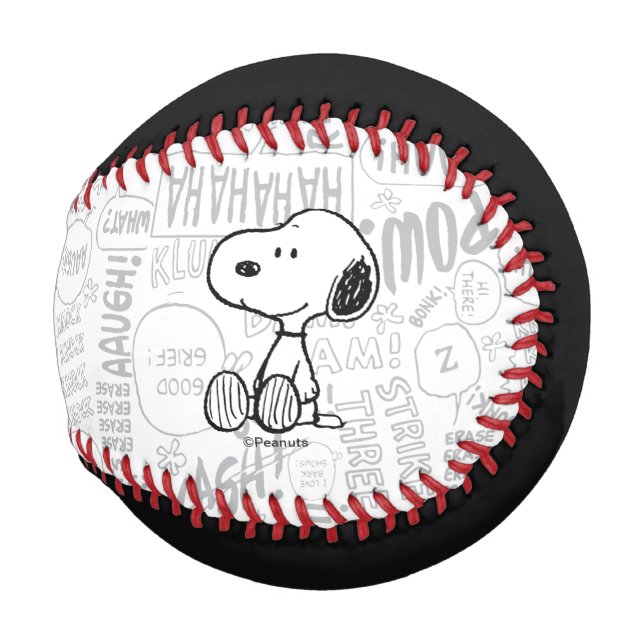 PEANUTS | Snoopie auf Schwarz-weißen Comicen Baseball (Vorne Rechts)