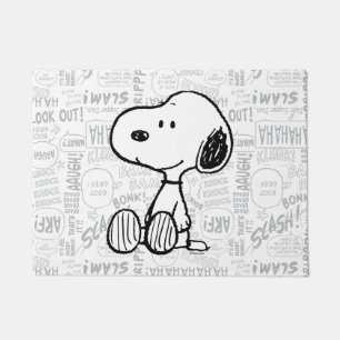 PEANUTS   Snoopie auf Schwarz-weißen Comicen Fußmatte