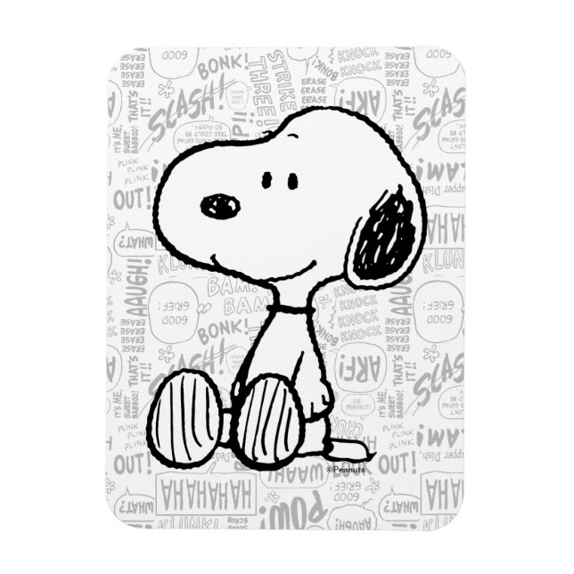 PEANUTS | Snoopie auf Schwarz-weißen Comicen Magnet (Vertikal)