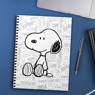 PEANUTS   Snoopie auf Schwarz-weißen Comicen Notizblock