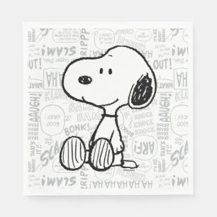 PEANUTS Snoopie auf Schwarz-weißen Comicen Serviette