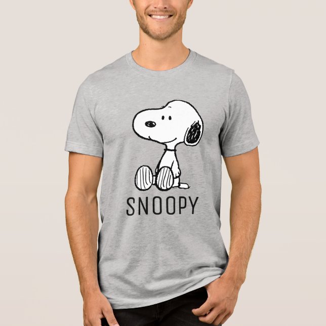 PEANUTS | Snoopie auf Schwarz-weißen Comicen Tri-Blend Shirt (Vorderseite)
