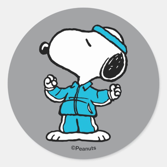Peanuts Snoopy Active Workout Runder Aufkleber (Vorderseite)
