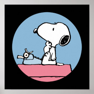 Peanuts Snoopy an der Schreibmaschine Poster