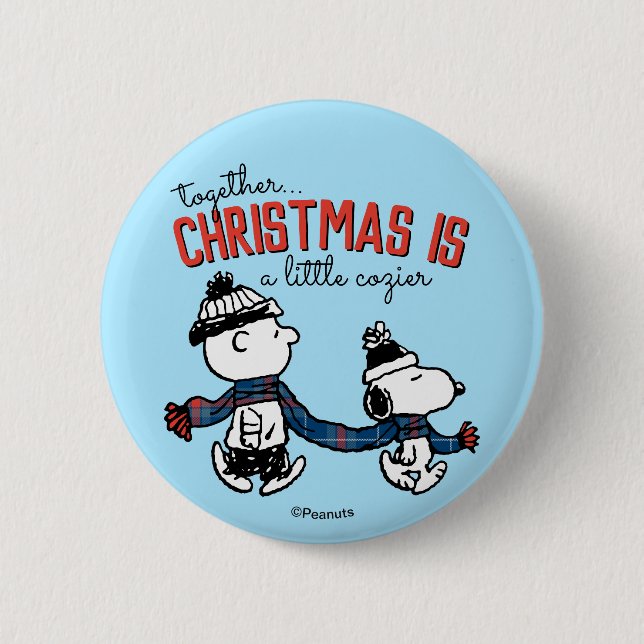 Peanuts | Snoopy & Charlie Brown Winter Scarf Button (Vorderseite)