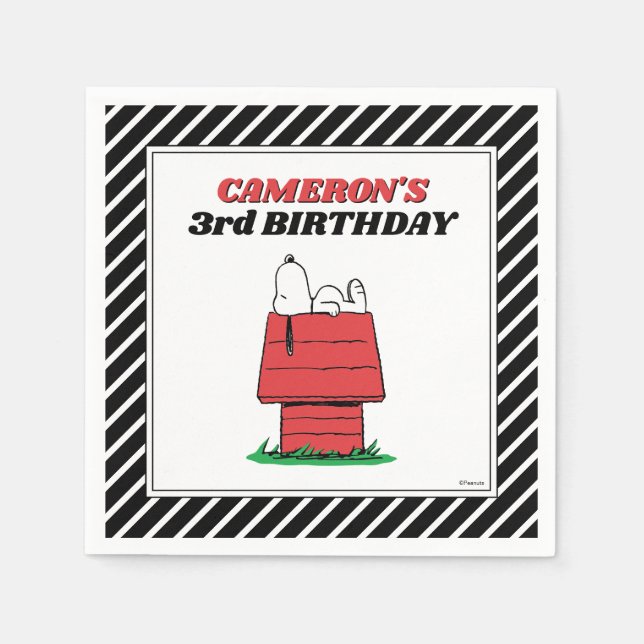 Peanuts Snoopy Dog House Birthday Napkins Serviette (Vorderseite)