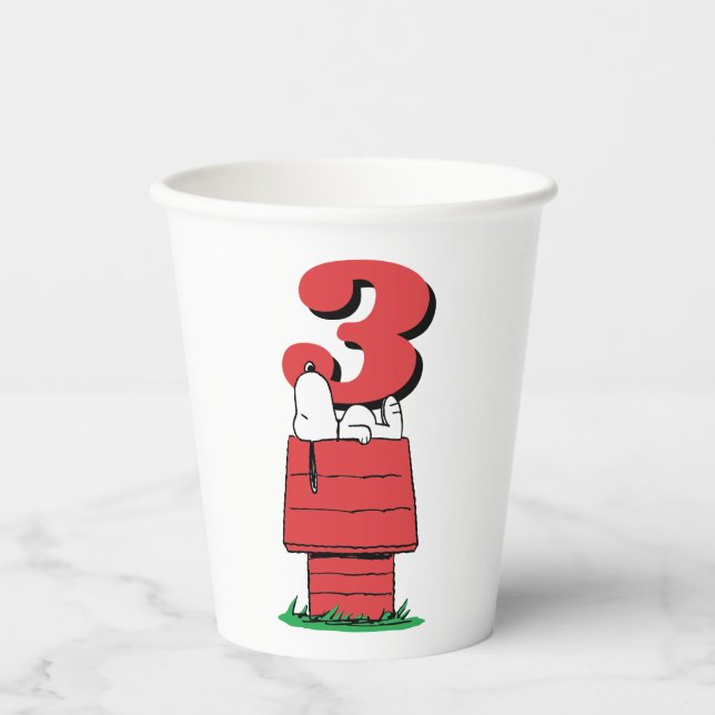 Peanuts Snoopy Dog House Birthday Paper Cups Pappbecher (Vorderseite)