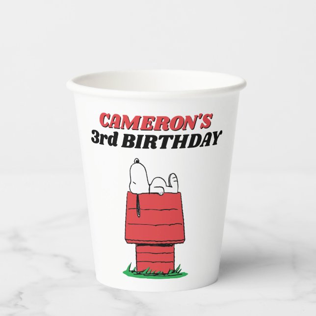 Peanuts Snoopy Dog House Birthday Paper Cups Pappbecher (Vorderseite)