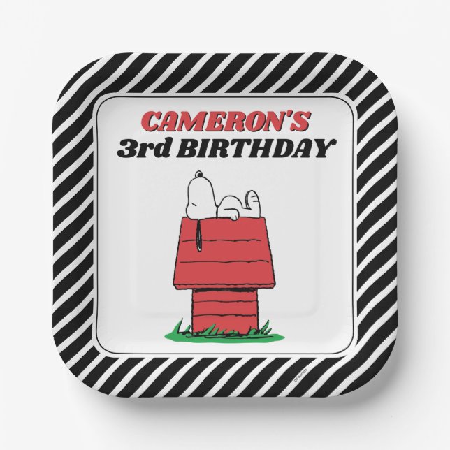Peanuts Snoopy Dog House Birthday Paper Plates Pappteller (Vorderseite)