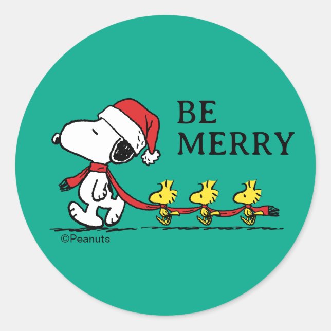 Peanuts | Snoopy & Friends Winter Runder Aufkleber (Vorderseite)