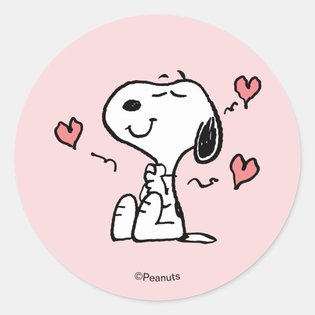Peanuts | Snoopy Hearts Runder Aufkleber (Vorderseite)