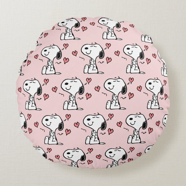 Peanuts | Snoopy Hearts Rundes Kissen (Vorderseite)