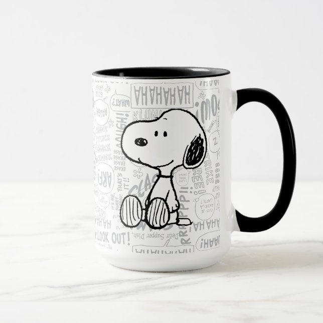 PEANUTS | Snoopy in Schwarz-Weiß-Comics Tasse (Rechts)