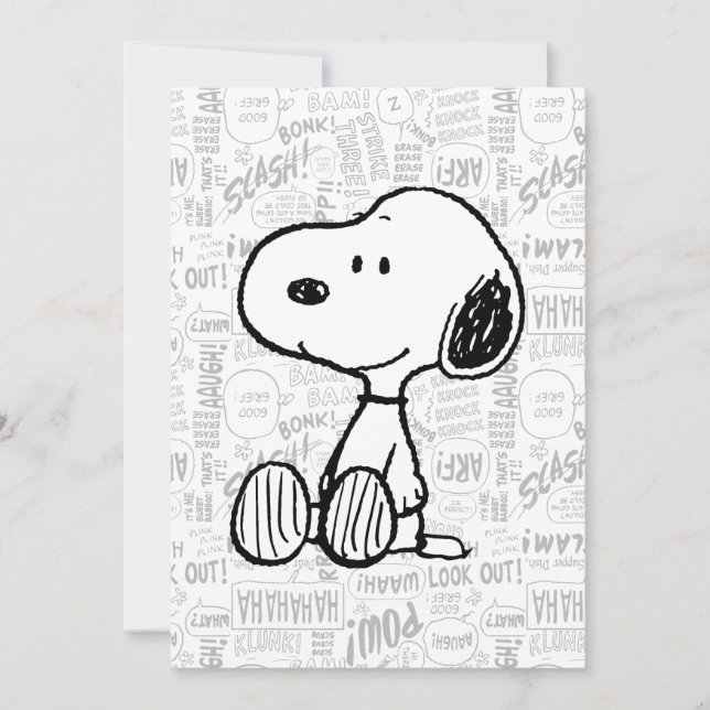 PEANUTS | Snoopy on Black White Comics Karte (Vorderseite)