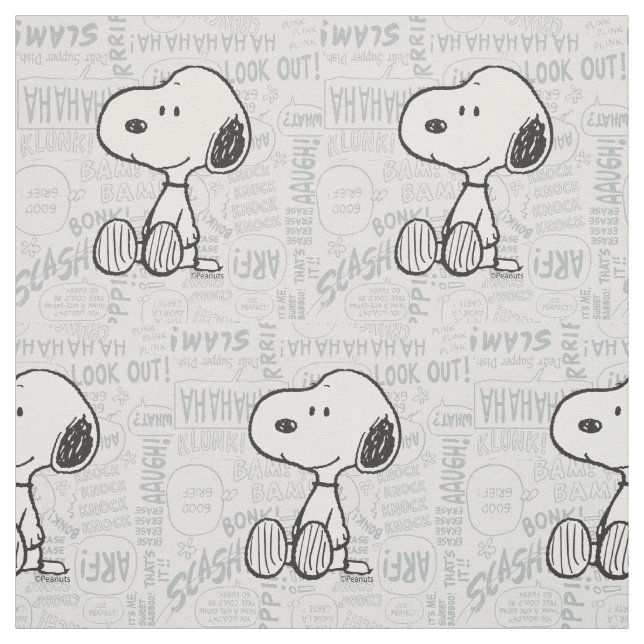 PEANUTS | Snoopy on Black White Comics Stoff (Muster)