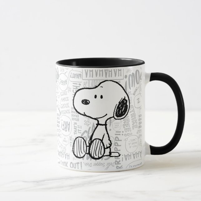 PEANUTS | Snoopy on Black White Comics Tasse (Rechts)
