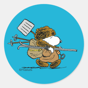 Peanuts   Snoopy Schnee Krieger Runder Aufkleber