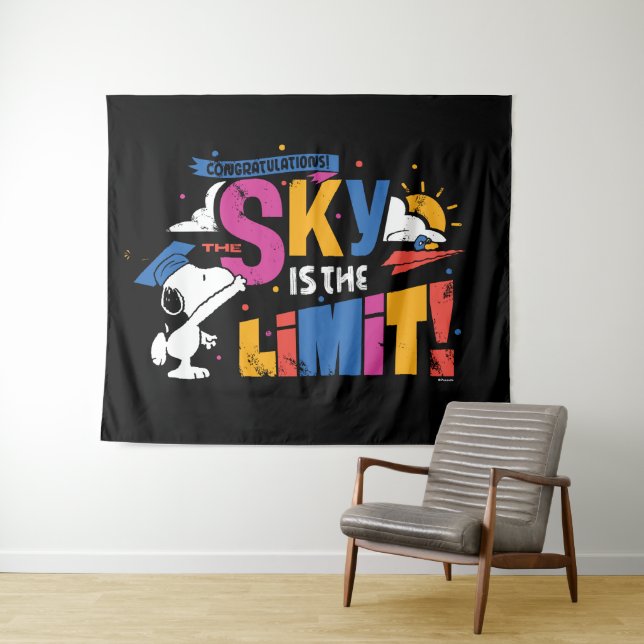 Peanuts Snoopy Sky Is The Limit Abschlussfeier Wandteppich (Beispiel (Horizontal))
