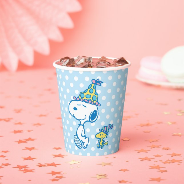 PEANUTS | Snoopy & Woodstock Party Polka Dots Pappbecher (Insitu)
