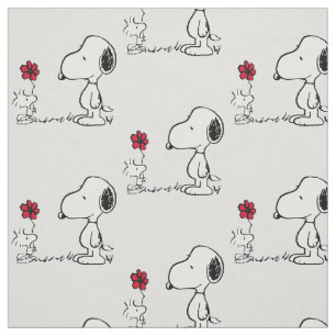 Peanuts   Snoopy & Woodstock Rot & Schwarz Stoff