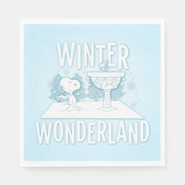 Peanuts | Snoopy & Woodstock Winter Wonderland Serviette (Vorderseite)