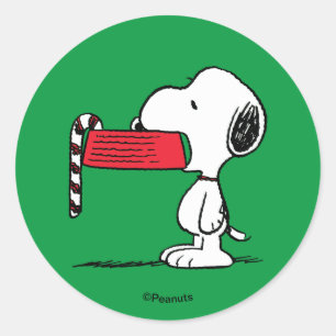 Peanuts Snoopy-Zuckerstange-Schale Runder Aufkleber