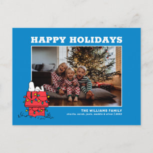 Peanuts   Snoopy's Hundehütte mit Lichtern Feiertagspostkarte