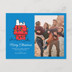 Peanuts   Snoopy's Hundehütte mit Lichtern Feiertagspostkarte