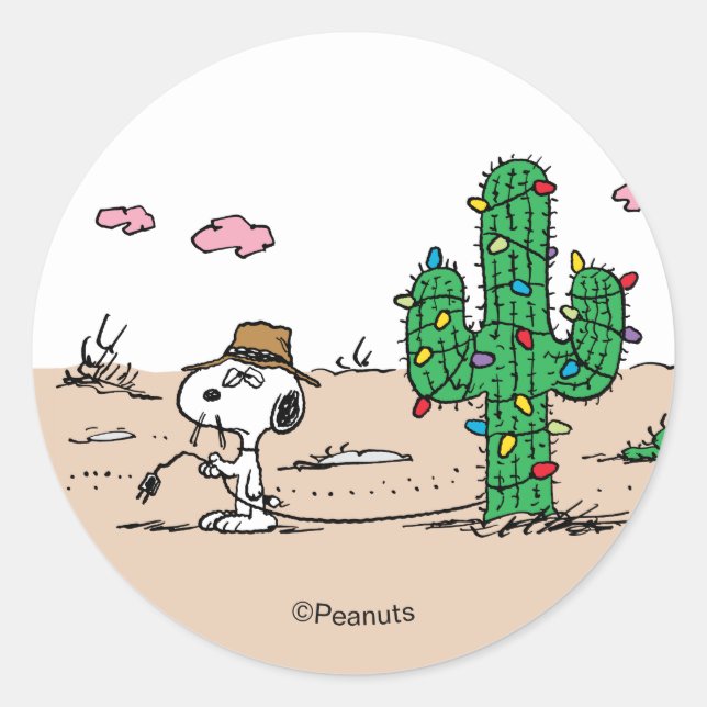 Peanuts | Spike Decorates for the Holiday Runder Aufkleber (Vorderseite)