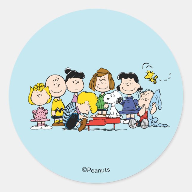 Peanuts | The Gang Around the Piano Runder Aufkleber (Vorderseite)