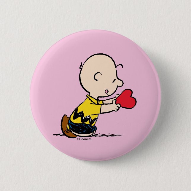 Peanuts | Valentine's Day Charlie Brown Red Heart Button (Vorderseite)