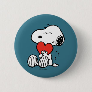 Peanuts Valentine's Day Snoopy Heart Hug Button