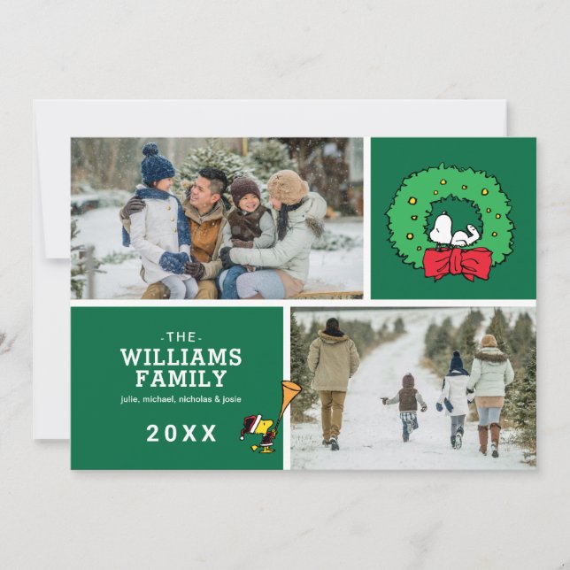 Peanuts Weihnachtsliegeplatz Foto Feiertagskarte (Vorderseite)