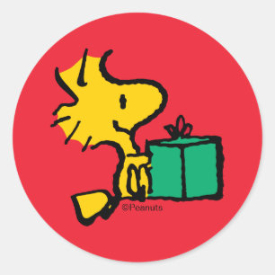 Peanuts   Woodstock Weihnachtsgeschenk Runder Aufkleber