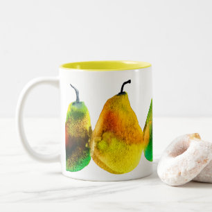 Pear art mignon aquarelle fruit tasse à café à deu